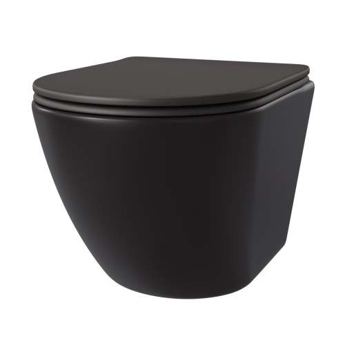 Унитаз подвесной Taliente Amato AM25010 Nero черный с сиденьем безободковый смыв торнадо